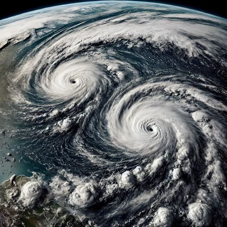 Dos ciclones vistos desde el espacio